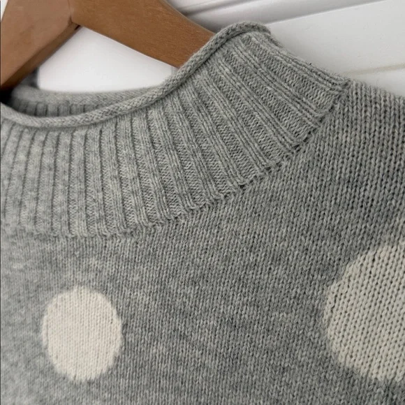 J. Crew Gray and Cream/White Polka Dot Roll Neck Sweater - Picture 3 of 10